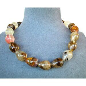 Vintage Multi-Color Lucite Bead Necklace With Lobster Clasp